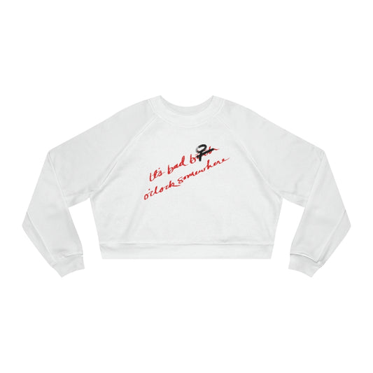 Bad B* Cropped Fleece Pullover - White